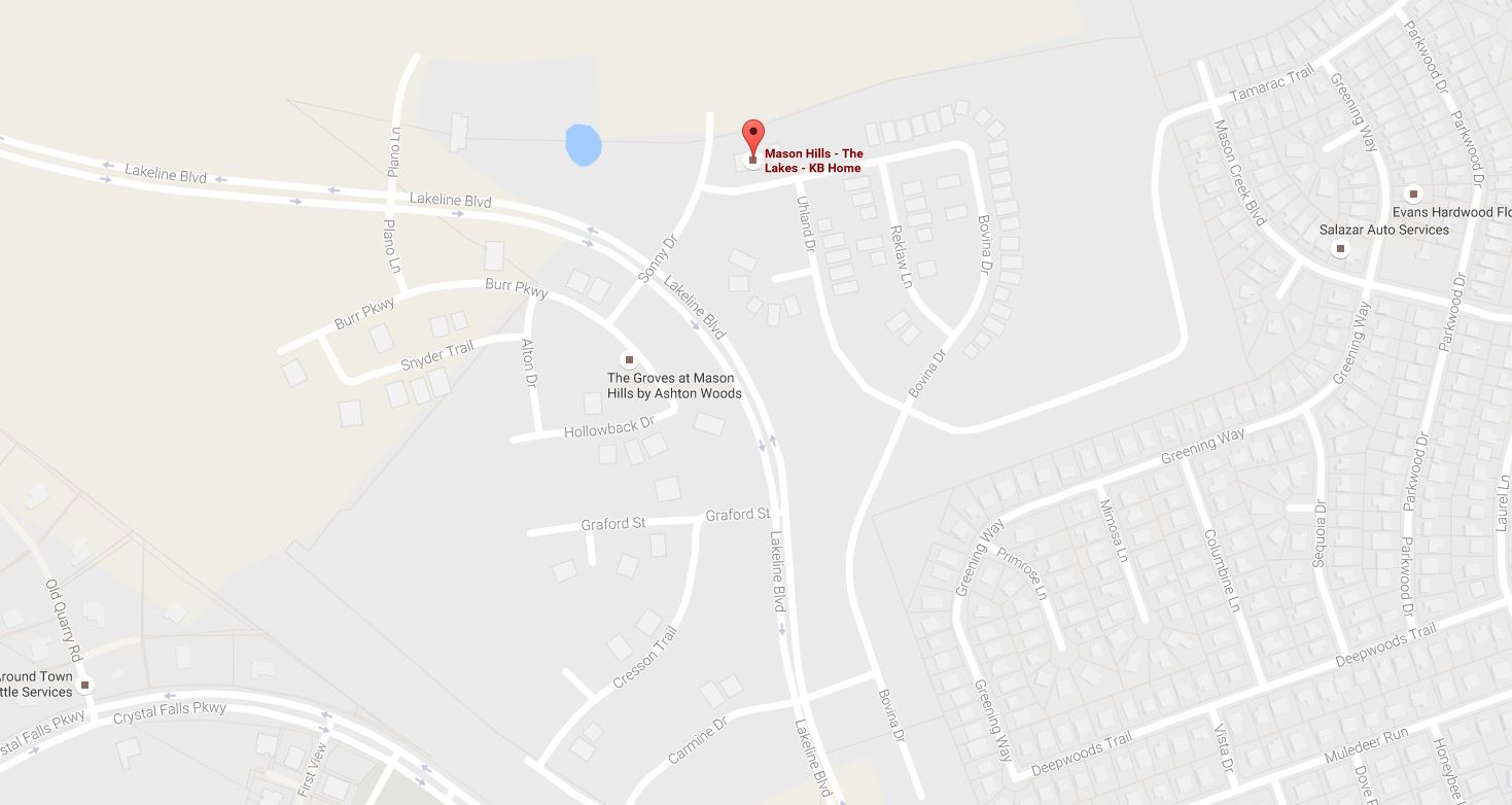 New Homes in The Lakes Mason Hills Leander Map